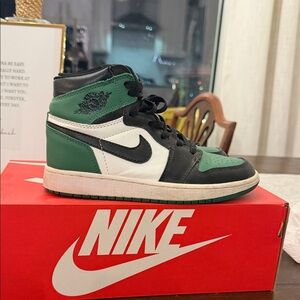 Air Jordan Black and Green High-Top Sneakers